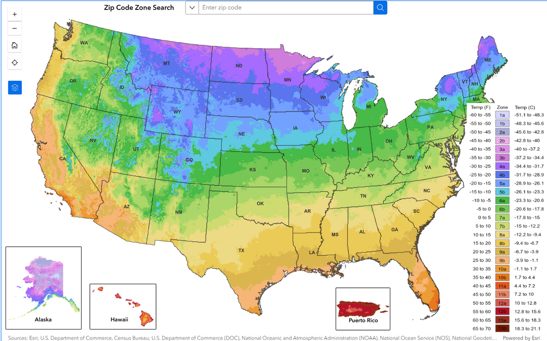 USDA Plant Hardiness Zone Map of the United States