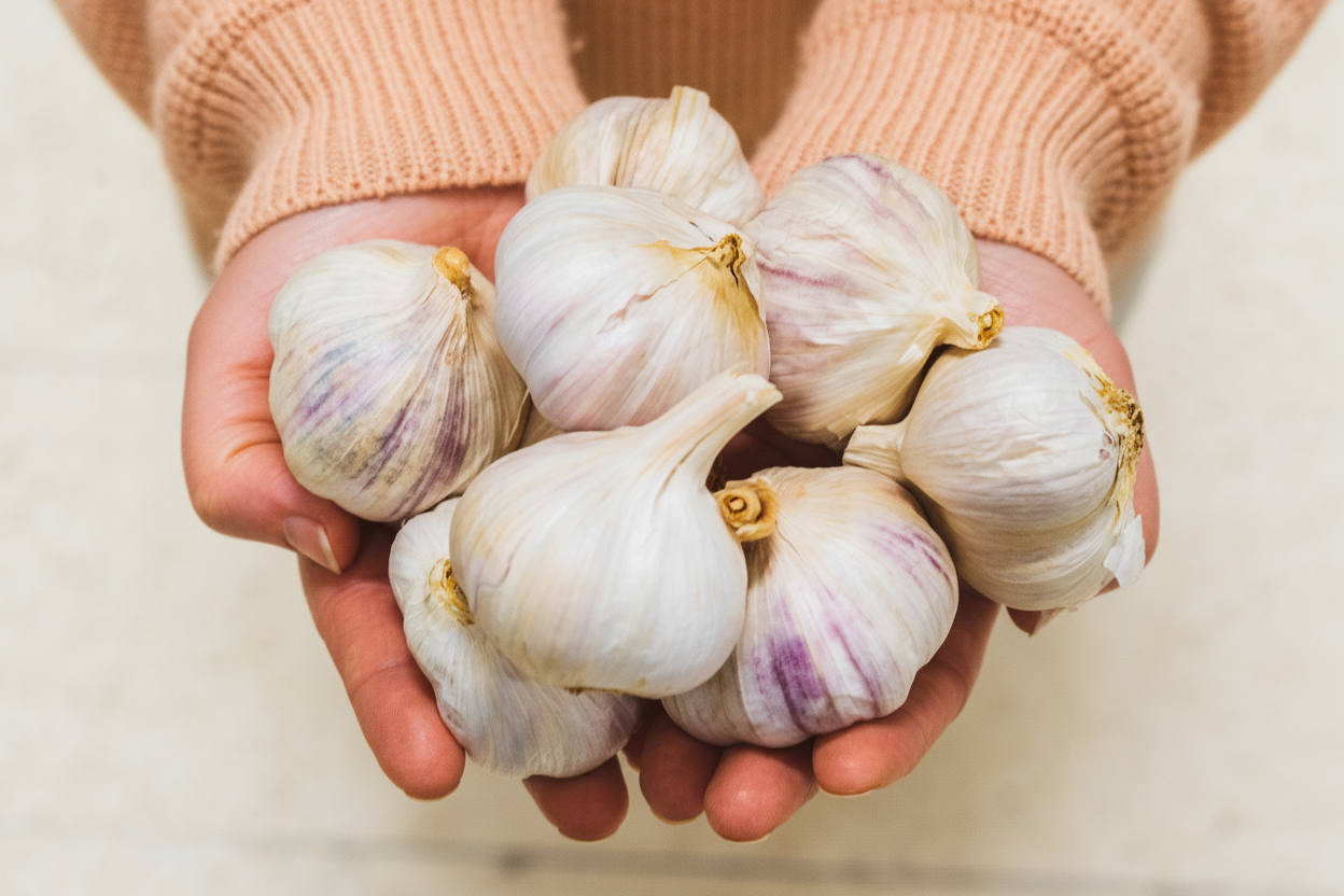 Holding garlic bulbs before planting