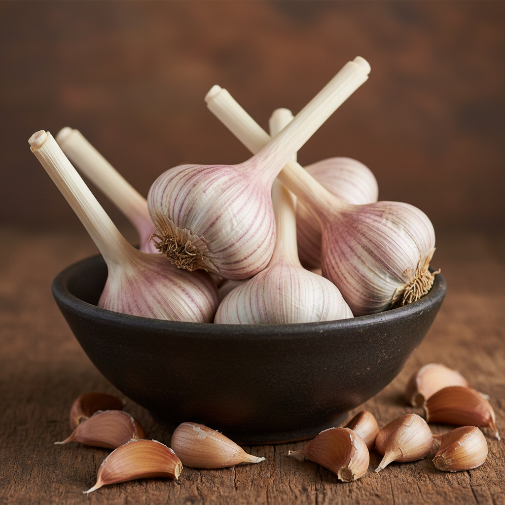 German Red Garlic and Cloves